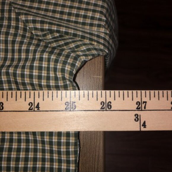 LL Bean Mens Button Up Collared Shirt Large Regular Green Plaid LG - Picture 8 of 10